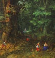 Brueghel, Jan the Elder - Forest Landscape (Rest on the Flight to Egypt), detail